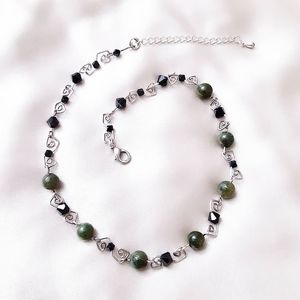 Hand-twisted Sterling Silver Wire BC Jade Necklace